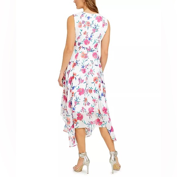Calvin Klein Floral Midi Dress - White and Pink Floral - Picture 4 of 13